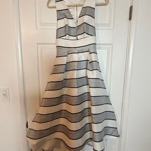 Striped Fit-and-Flare Sleeveless Dress - Cream & Black